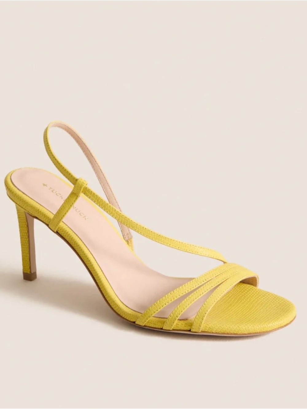 Tuckernuck Lemon Yellow Embossed Leather Scarlet Heels size 7 new